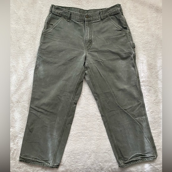Faded Green Carhartt Carpenter Pants - Picture 1 of 4